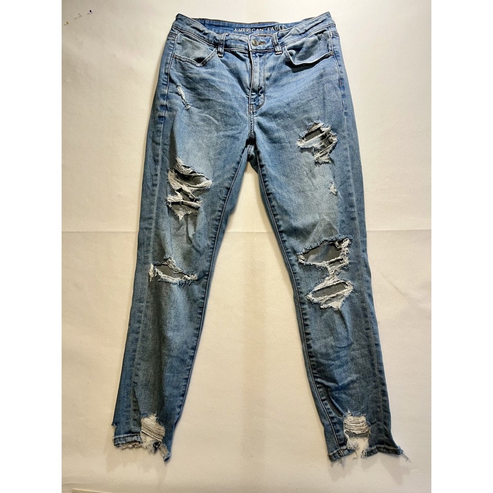 American Eagle Denim Next Level Stretch Hi Rise‎ Jegging Jeans Distressed Size 6